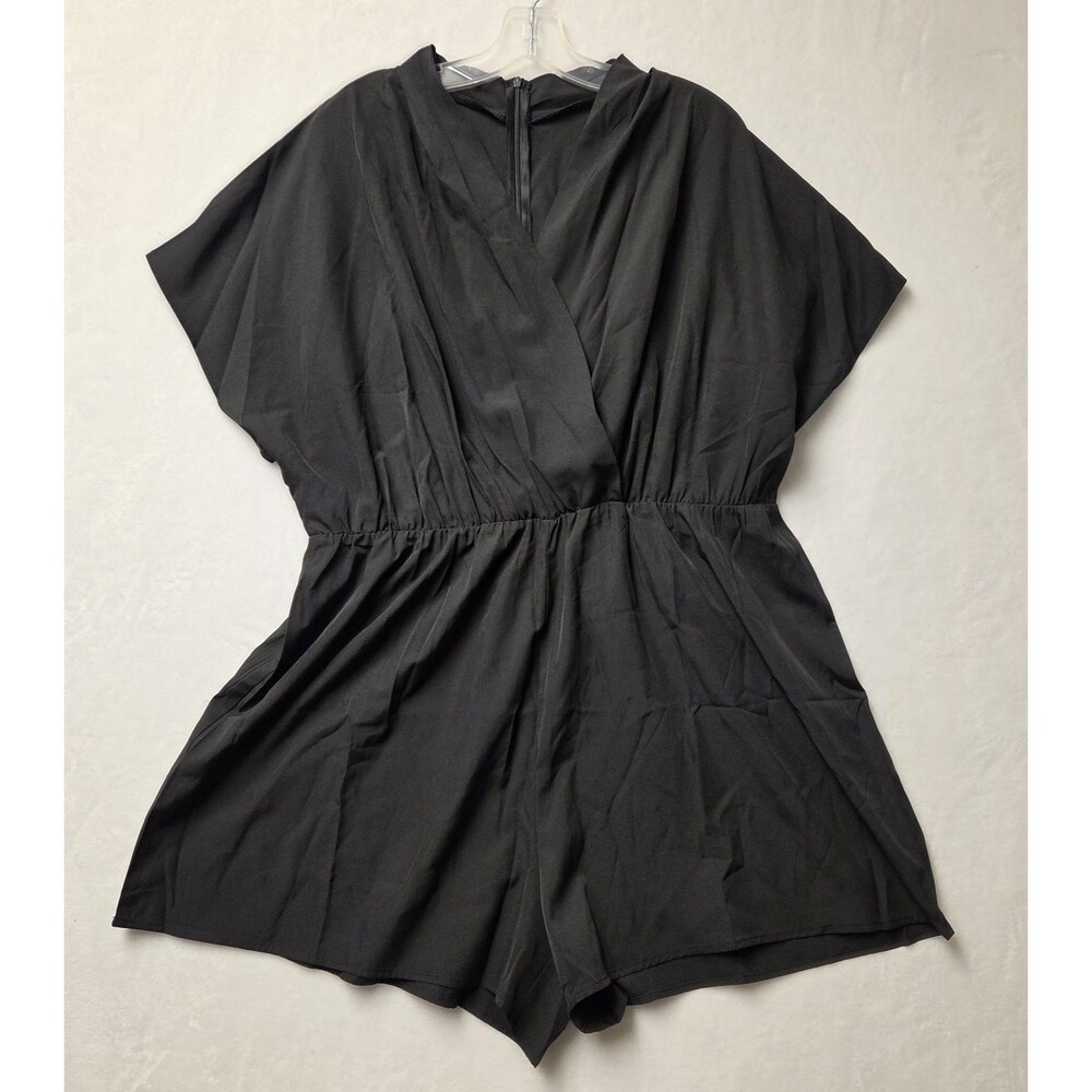 Womans Boho Style Romper Black 2XL Elastic Waist One Piece Shorts